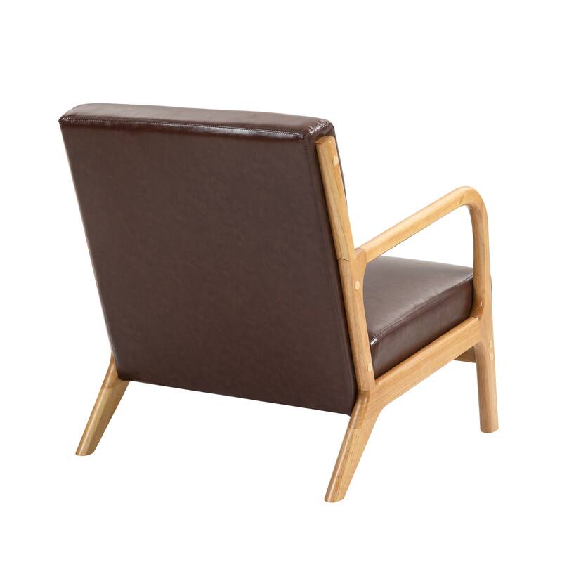 Mid-Century Modern Upholstered Accent Chair with Wood Frame