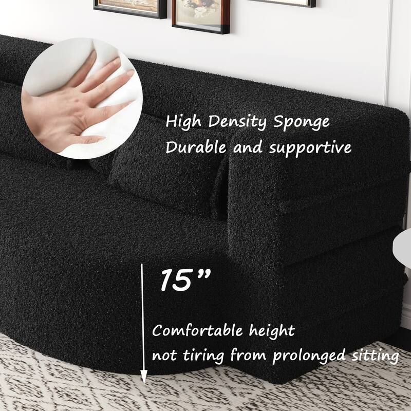Convertible Teddy Fabric Foam-Filled Sleeper Sofa Bed