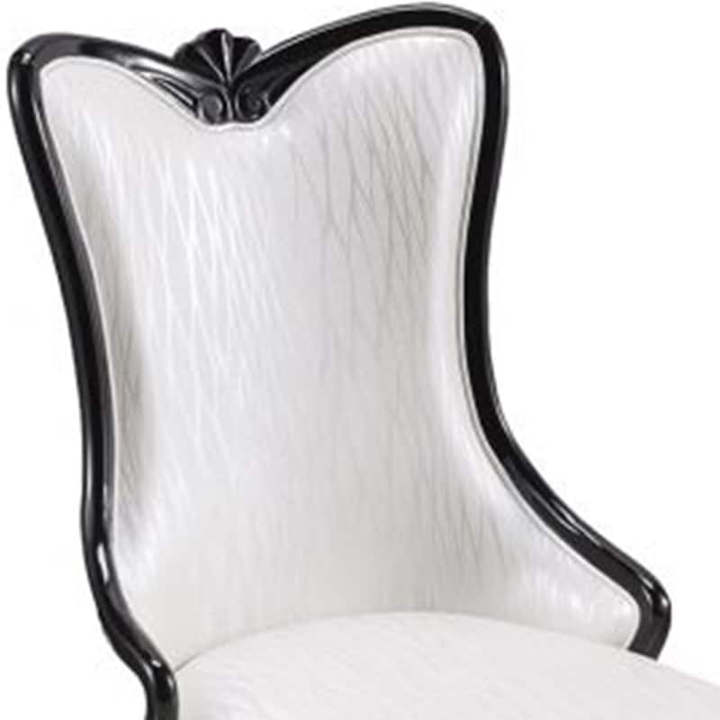 Black/White Faux Leather Upholstered Wood Frame Dining Chair, Set of 2, Sturdy Dining Chair for Dining Rooms - 17.5