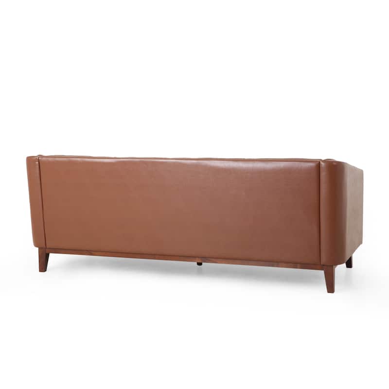 81" Faux Leather 3-Seat Couch Sofa, Wood Frame Loveseat with Armrests, Small Space Couches for Living Room, Office