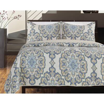 Gouchee Home Rome Quilt Set Queen Blue