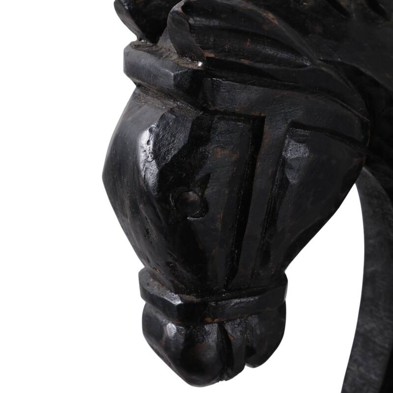 Wood Carved Horse Figurine Sculpture Statue Home Decor - 19" Black - 16" x 4.5" x 19"