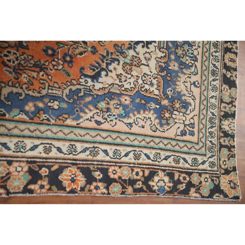 Hand Knotted Oriental 100% Wool Carpet Traditional Floral Oranges & Rust Hamedan Area Rug - 8' 8'' X 5' 9''