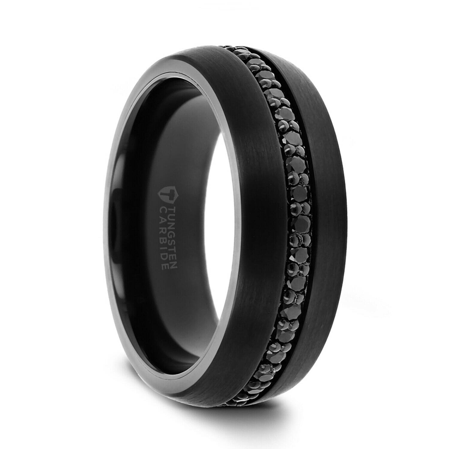 Wedding Ring Band with Black Sapphires 