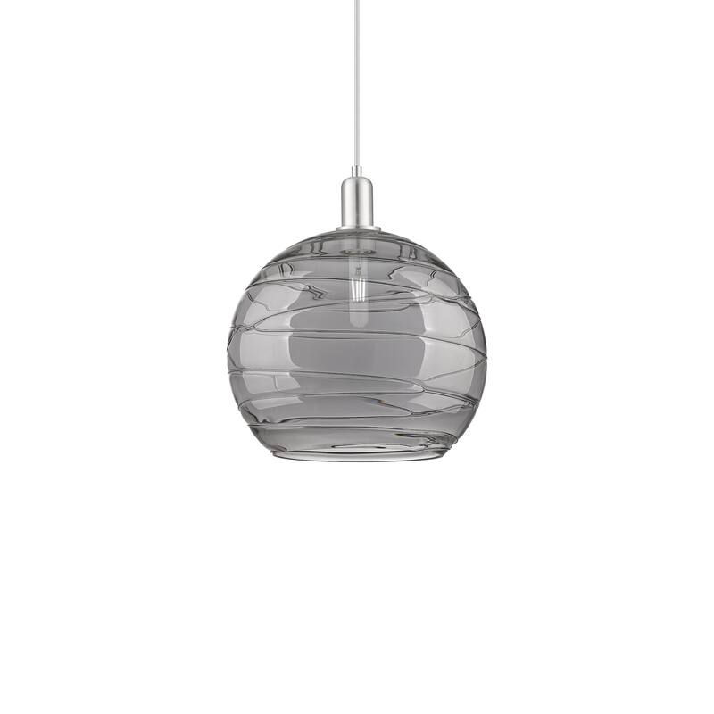 Innovations Lighting 716-1P-16-14 Athens Deco Swirl Pendant Athens - Brushed Satin Nickel / Light Smoke Deco Swirl