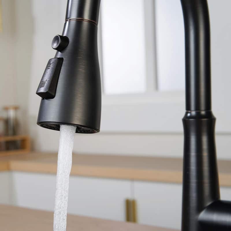 WOWOW Single Handle 3-Mode Pull Out Sprayer Kitchen Faucet