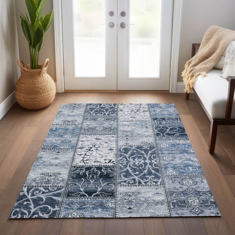 Mane Patchwork Weather Resistant Blended Style Outdoor Rug