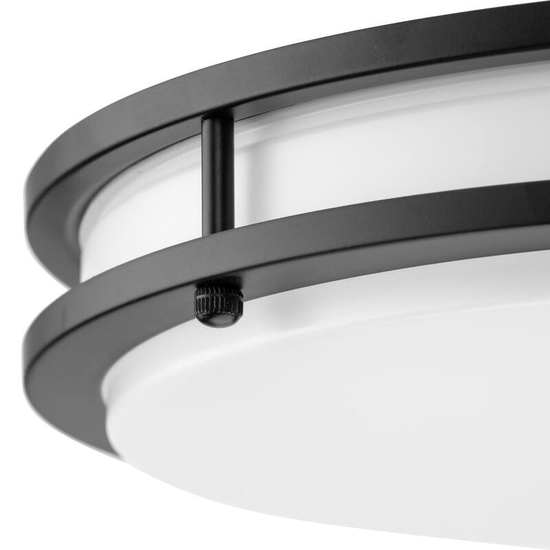 Abide Collection 5-CCT Integrated LED Matte Black Contemporary 14" Medium Flush Mount Light - 14 in x 14 in x 2.83 in