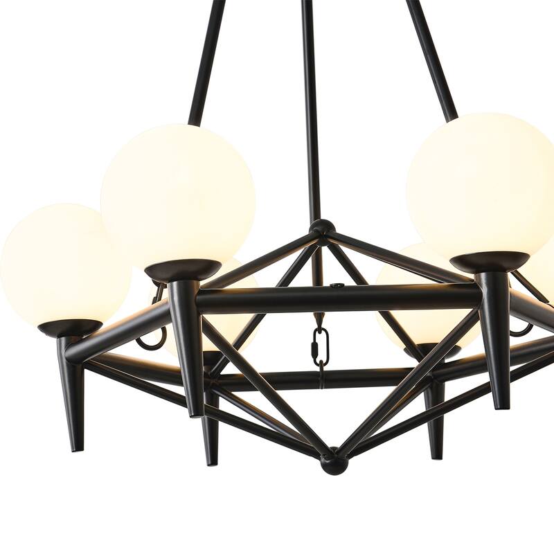 Dimmable 6 - Light Streamlined Modern Linear Chandelier - Matte Black
