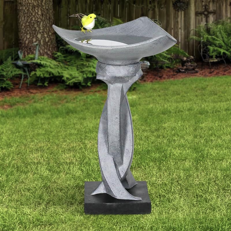 22.8" H Outdoor Concrete Bird Bath - Perfect for Adding Interest to Garden, Patio, Backyard, Porch and Deck