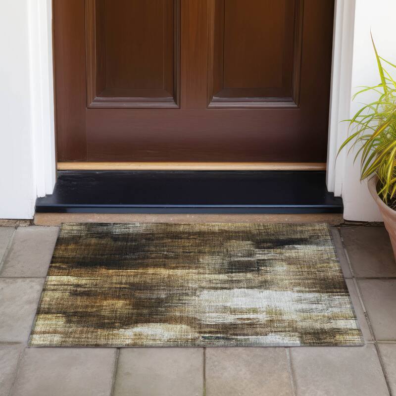 Machine Washable Indoor/ Outdoor Modern Ombre Chantille Rug