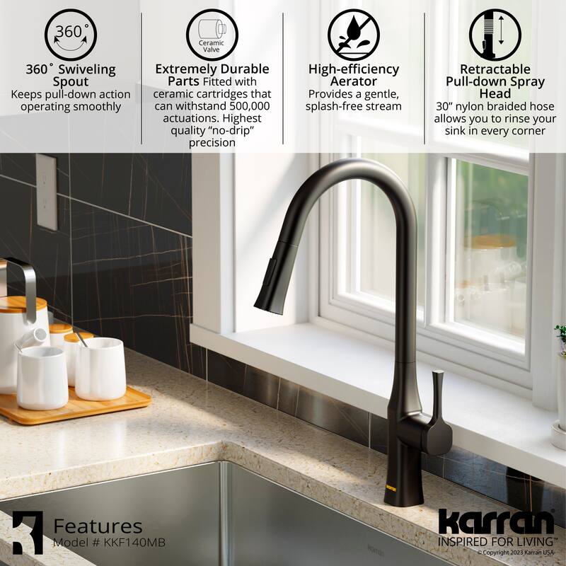 Karran USA KKF140 Standerton 1.8 GPM Single Hole Kitchen Faucet