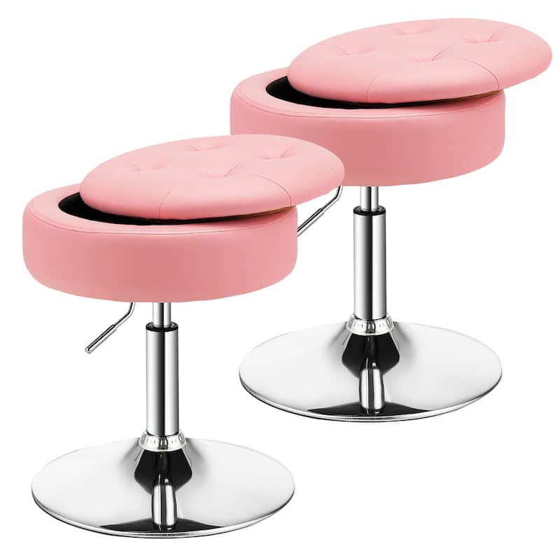 Costway Set of 2 Adjustable Vanity Stool Swivel Storage Makeup Chair - See Details
