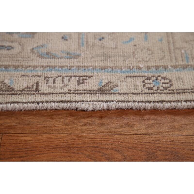 Distressed Muted Tabriz Persian Rug Handmade Vintage Wool Carpet - 6'5" x 9'3"