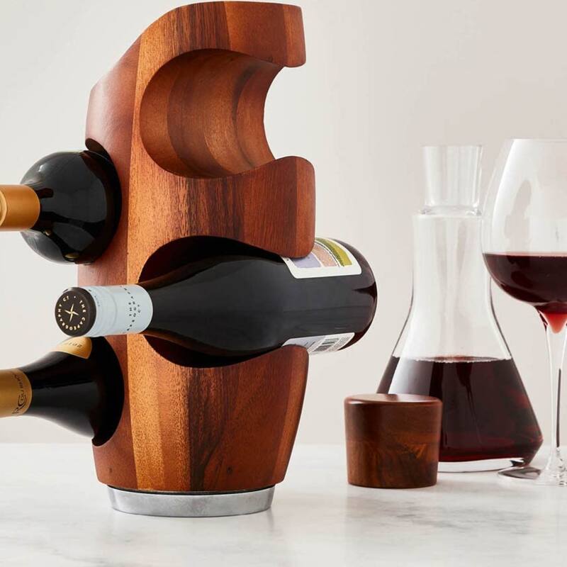 Nambe Vie Wine Decanter with Acacia Stopper - 10-Inch