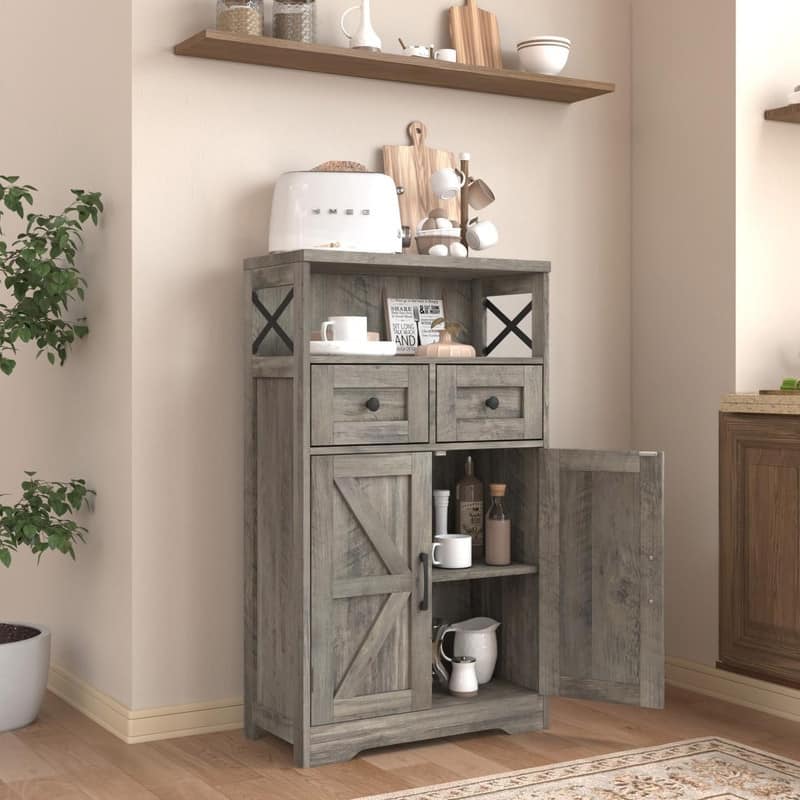Freestanding Kitchen Pantry Cabinet - 11.6"D x 23"W x 42.5"H