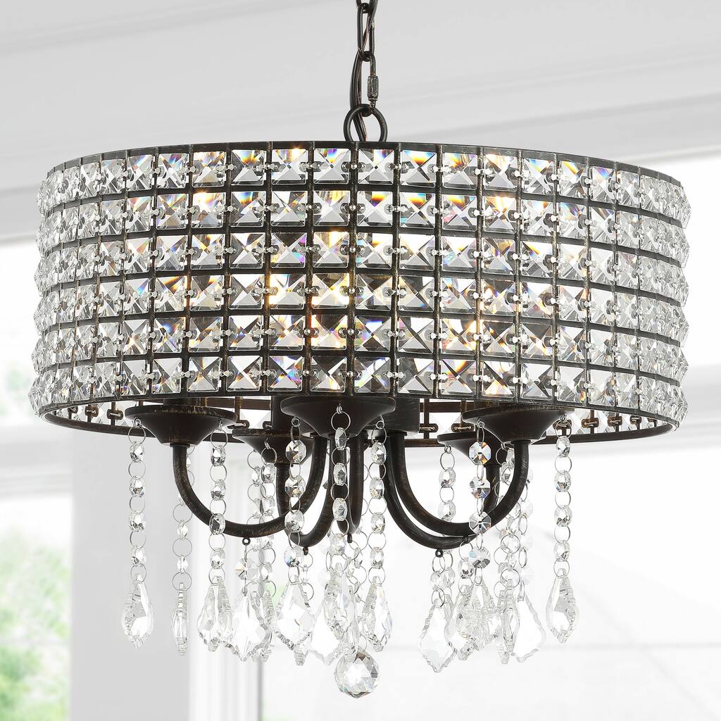 Marais 17" Metal/Crystal Adjustable LED Drop Chandelier, by JONATHAN Y