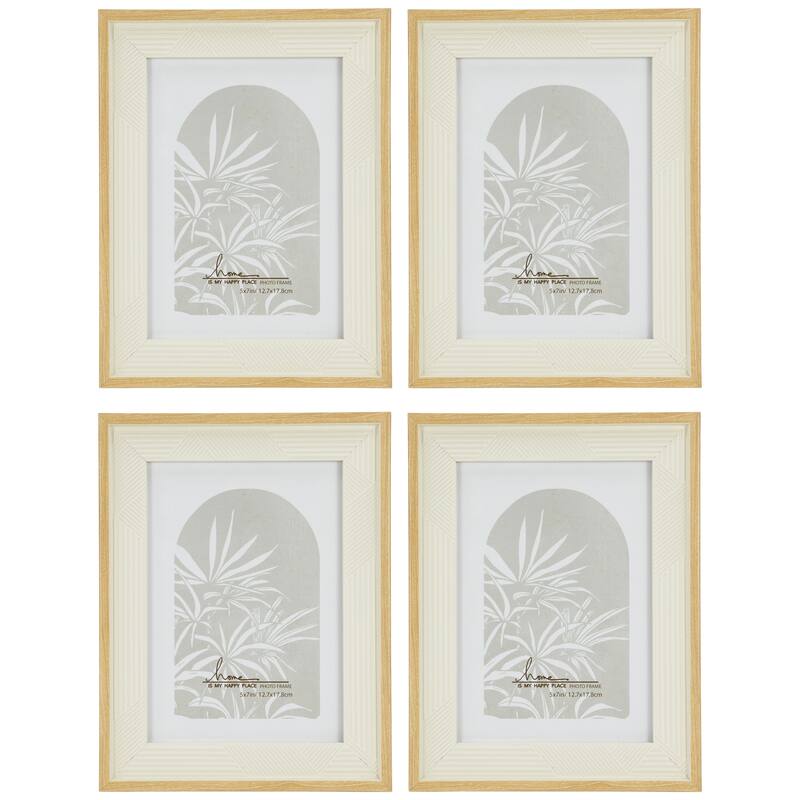 Textured Picture Frames for 5" x 7" Photo - Beige and Cream - Set of 4