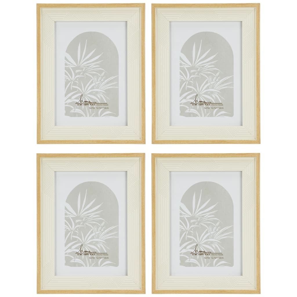 Textured Picture Frames for 5" x 7" Photo - Beige and Cream - Set of 4
