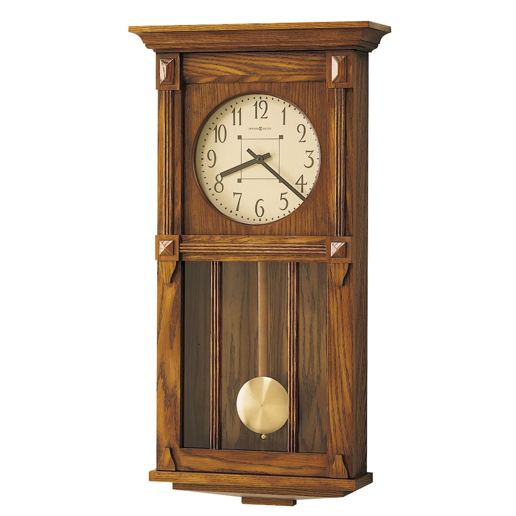 Howard Miller Ashbee II Grandfather Clock Style Chiming Wall Clock with Pendulum, Vintage, Old World, Classic Design