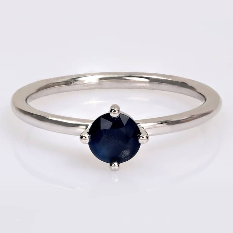 Miadora 10k White Gold Sapphire Solitaire Stackable Ring