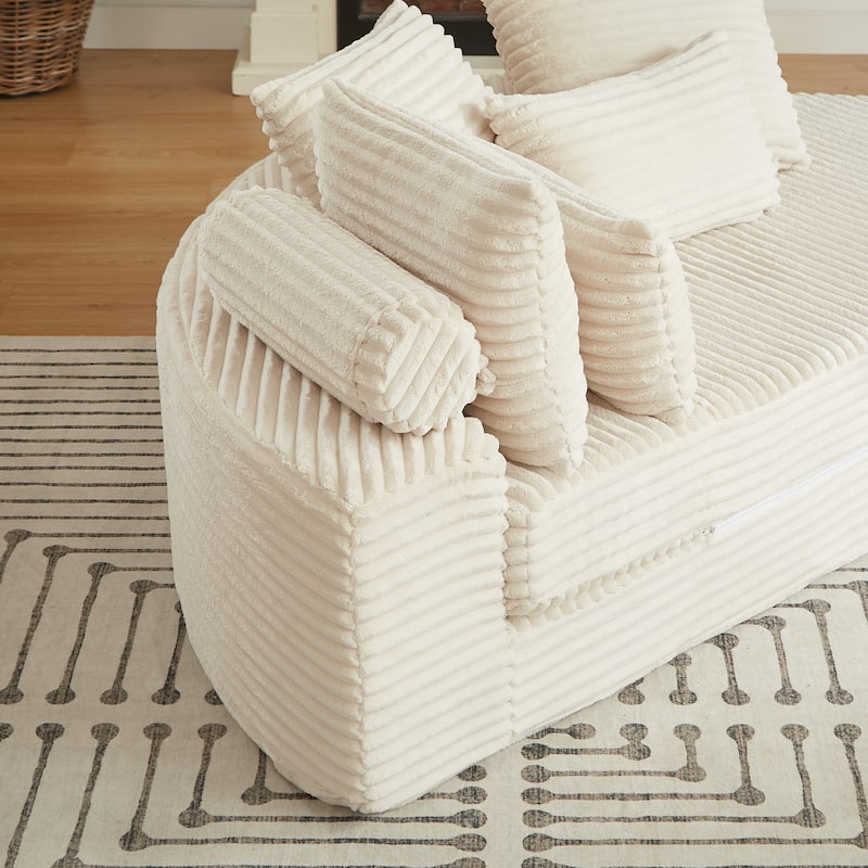 78.5-Inch Corduroy Semi-Circular 2-in-1 Sofa Bed,Designer Recliner with Pillow