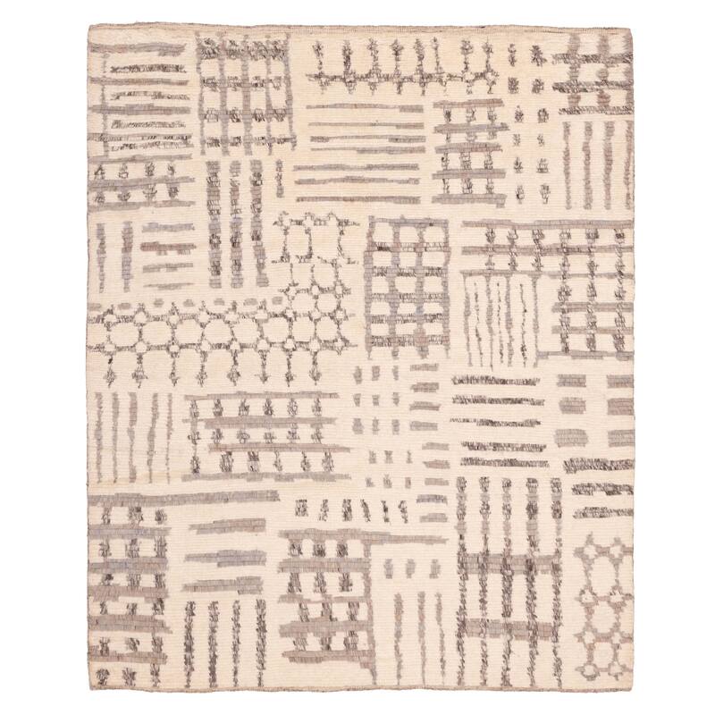 ECARPETGALLERY Hand-knotted Looma Cream, Grey Wool Rug - 8'3 x 10'0