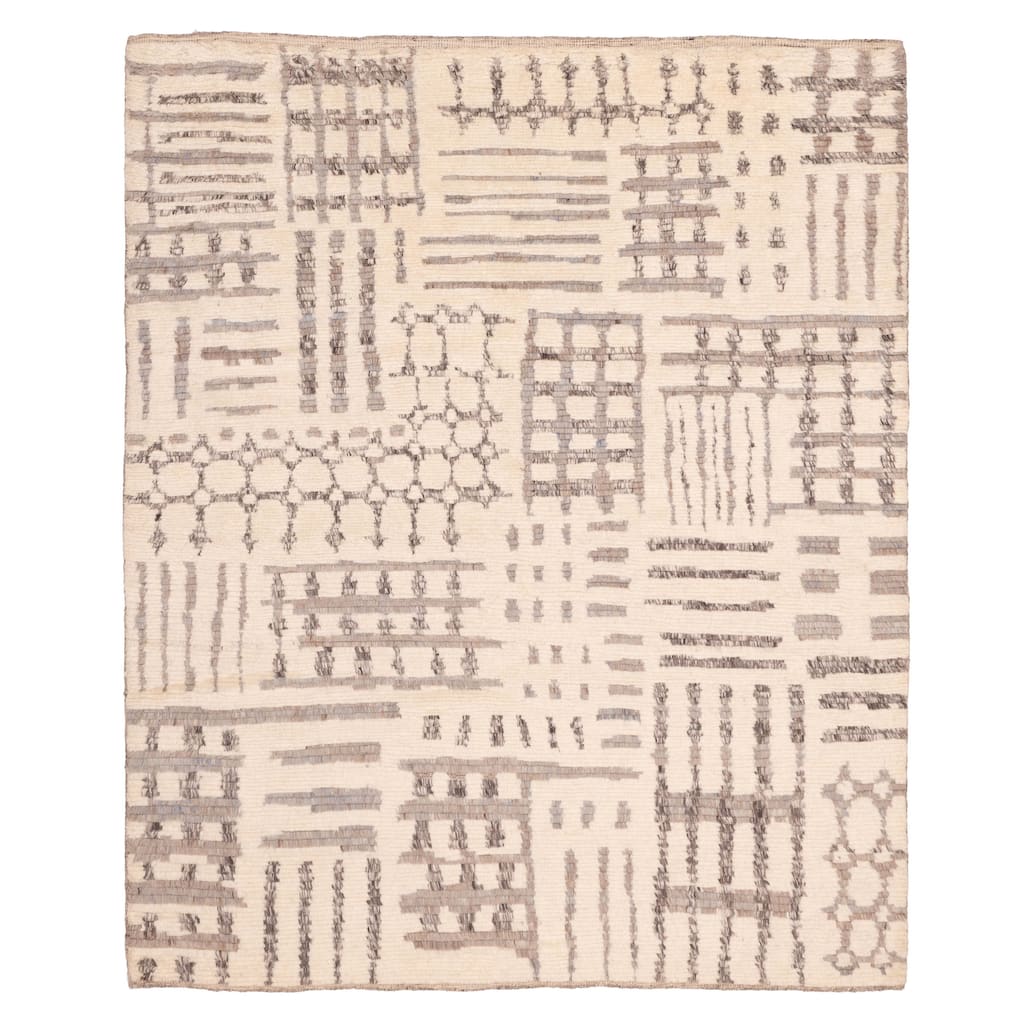 ECARPETGALLERY Hand-knotted Looma Cream, Grey Wool Rug - 8'3 x 10'0