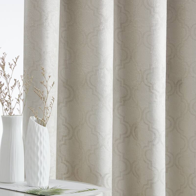 HLC.me Redmont Lattice Thermal Room Darkening Light Blocking Privacy Blackout Grommet Curtain Panels - Set of 2
