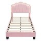 preview thumbnail 30 of 48, Twin/Full Size Upholstered Bed Frame with Flower Shaped Headboard, Elegant Platform Bed with Wooden Slats Support & LED Light