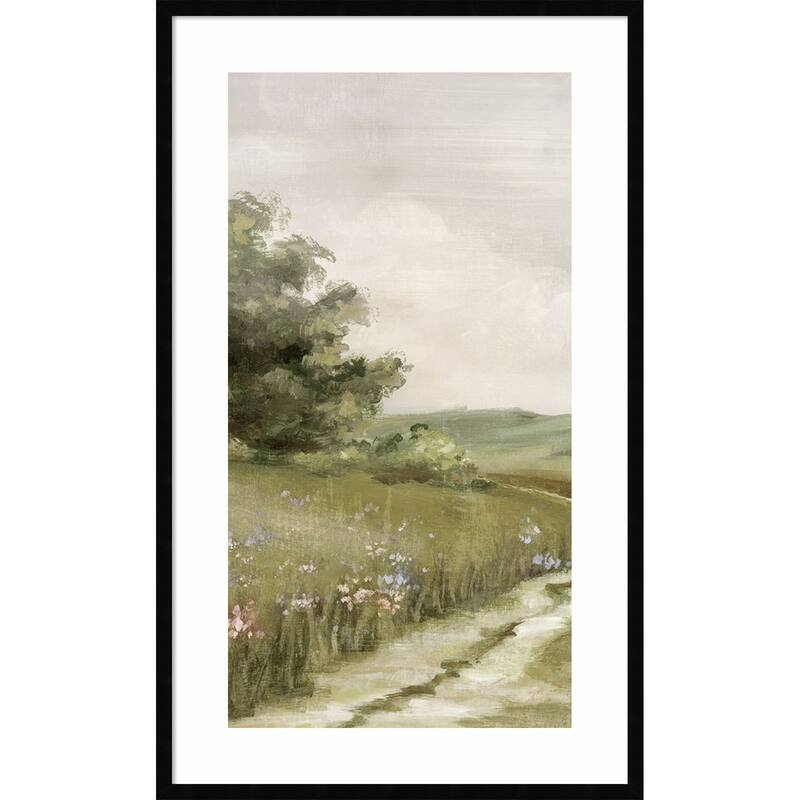 Path Through Tranquil Fields No. 1 by Luna Mavis Wood Framed Wall Art Print