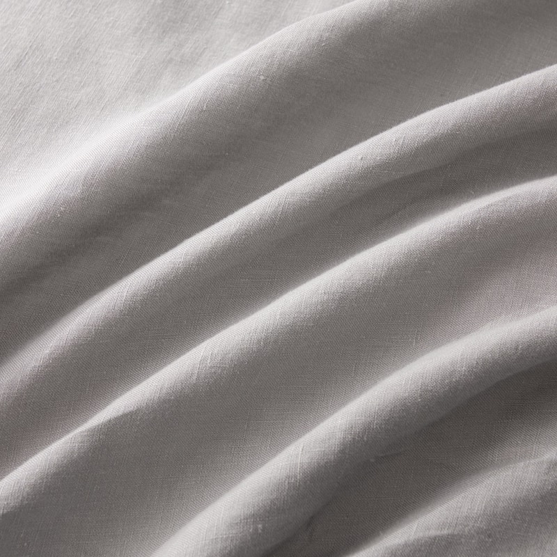 WHOLINENS Stone Washed French Linen Duvet Set 3Pcs Coconut Shell Button Closure