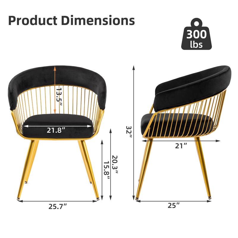 XINMICS Modern Dining Chair, Velvet Back Armchair for Living Room/Study, Set of 2/4/6