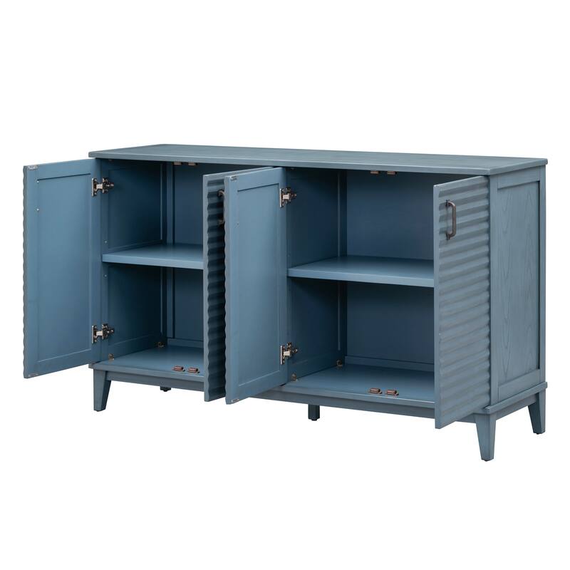 Sideboard with 4 Door Large Storage Buffet with Adjustable Shelves and Metal Handles for Kitchen