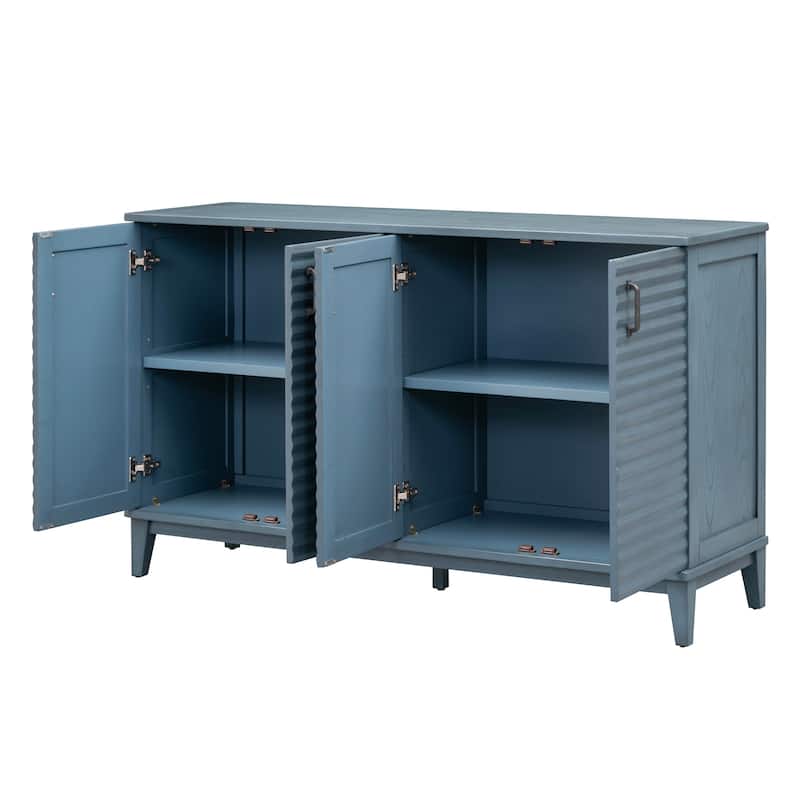 Sideboard with 4 Door Large Storage Buffet with Adjustable Shelves and Metal Handles