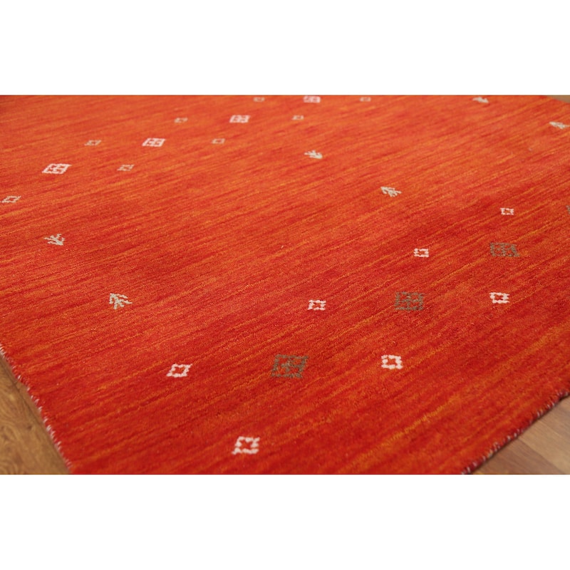 Orange Gabbeh Indian Rug Handmade Modern Wool Carpet - 4'7" x 6'5" - 4'7" x 6'5" - Orange