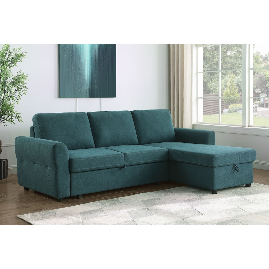 Samantha Upholstered Storage Sleeper Sectional Sofa