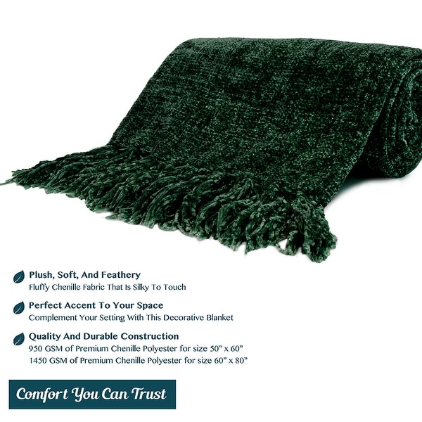 Green chenille throw blanket deals