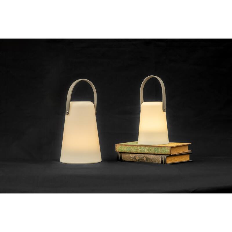 Large LED Lighted Outdoor Flameless Lantern Candle - 8" - White and Gray