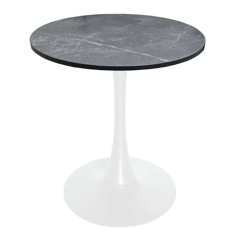 Bristol 27" Round Dining Table with MDF TableTop & White Pedestal Base for Kitchen & Dining Room - Black