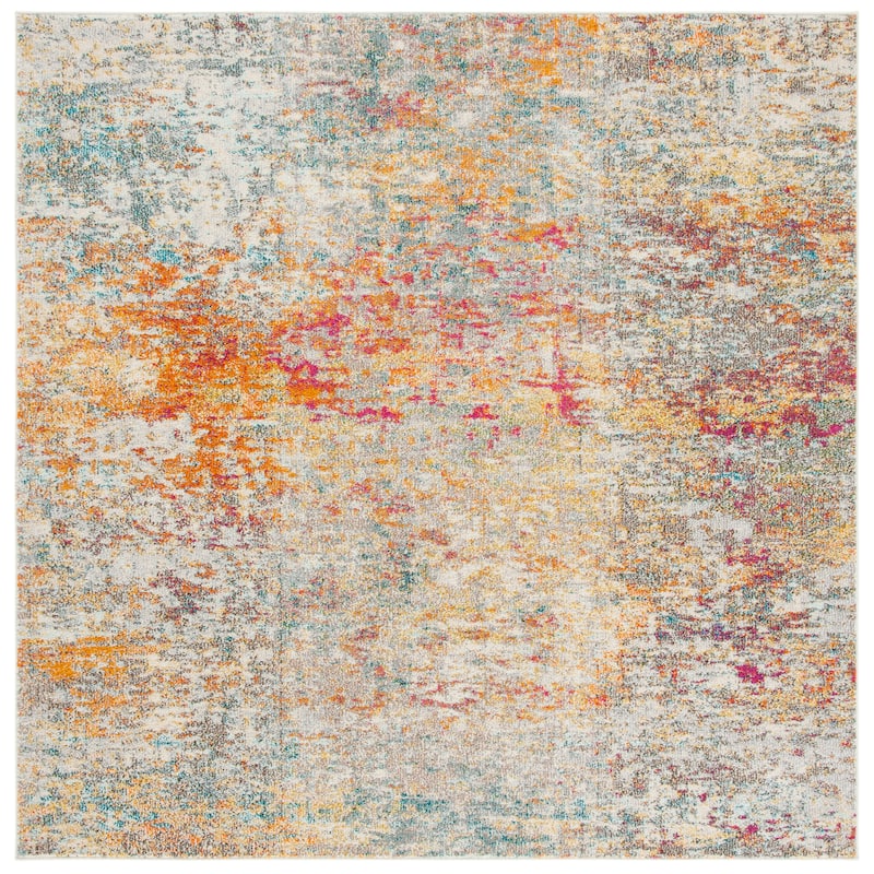 SAFAVIEH Madison Loane Modern Abstract Rug - 6'7" Square - Grey/Turquoise - Square