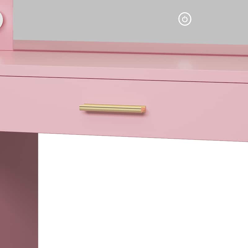 Moasis 39.5"W Bedroom Makeup Vanity Desk with Mirror and Power Outlets&Hairdryer Holder