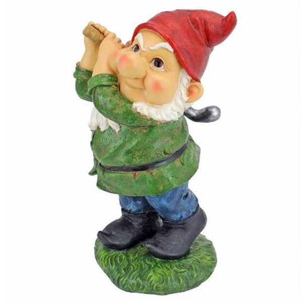 12" Golfer Gnome Hand Painted Outdoor Garden Statue - N/A