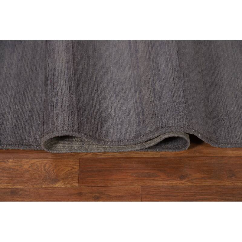 Modern Gray Blue Gabbeh Area Rug Handmade Wool Carpet - 6'7" x 9'8"