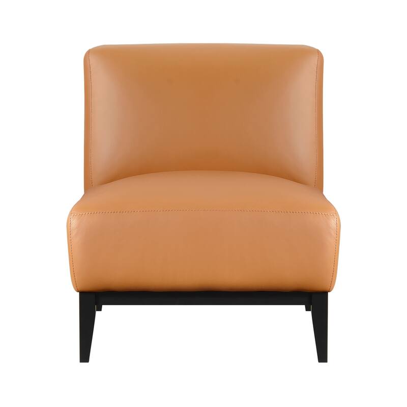 Hayes 28.5" Leather Accent Chair - Black Finish Solid Wood Legs