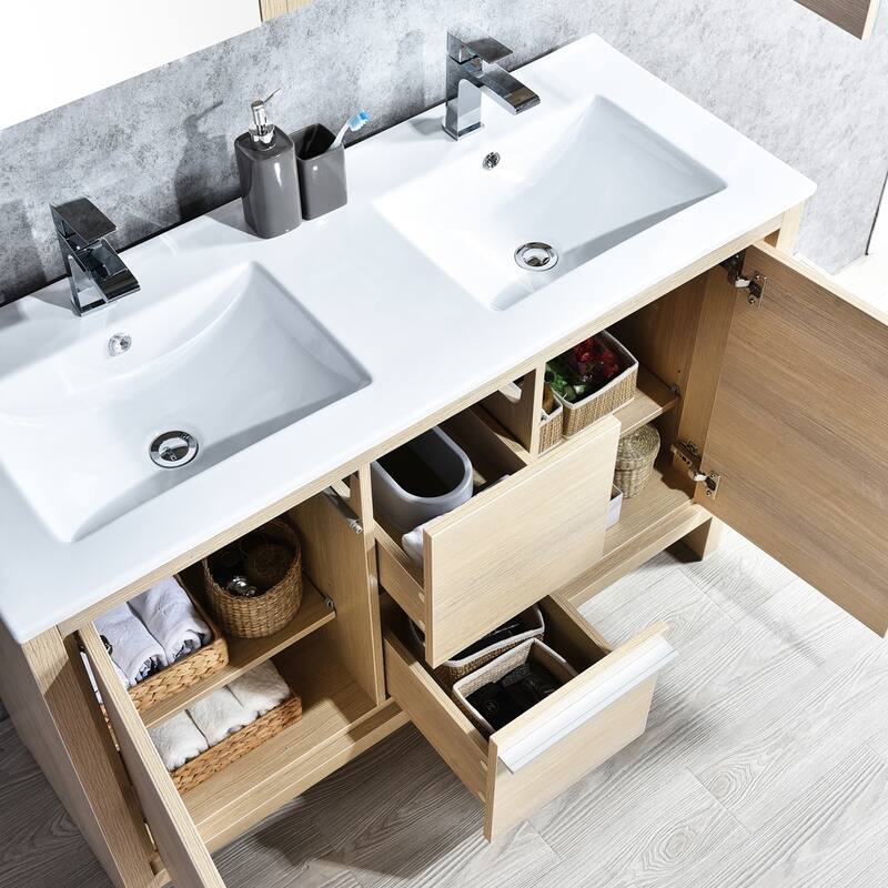 Solid Wood Bathroom Vanity with Mirror Medicine Cabinet