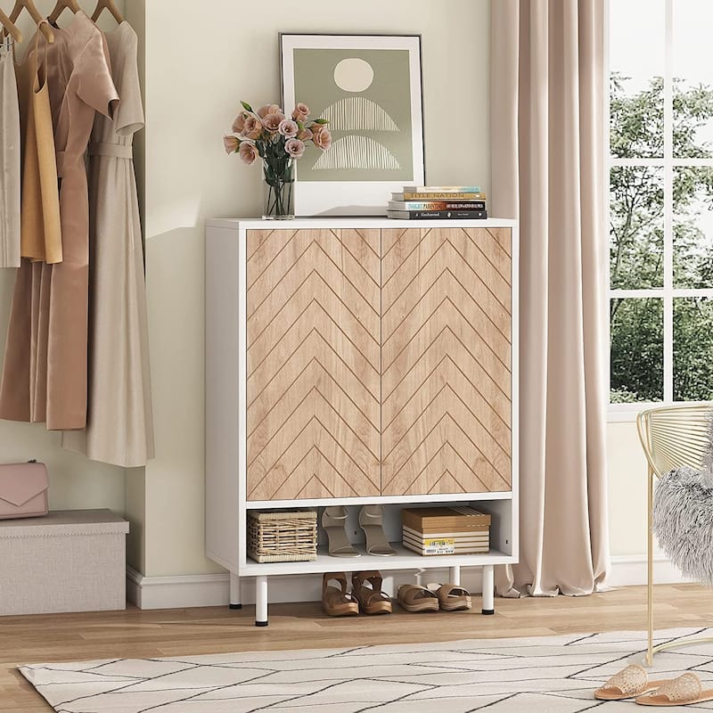 Modern Shoe Cabinet 18 Pair Shoe Rack Organizer Cabinet with Door