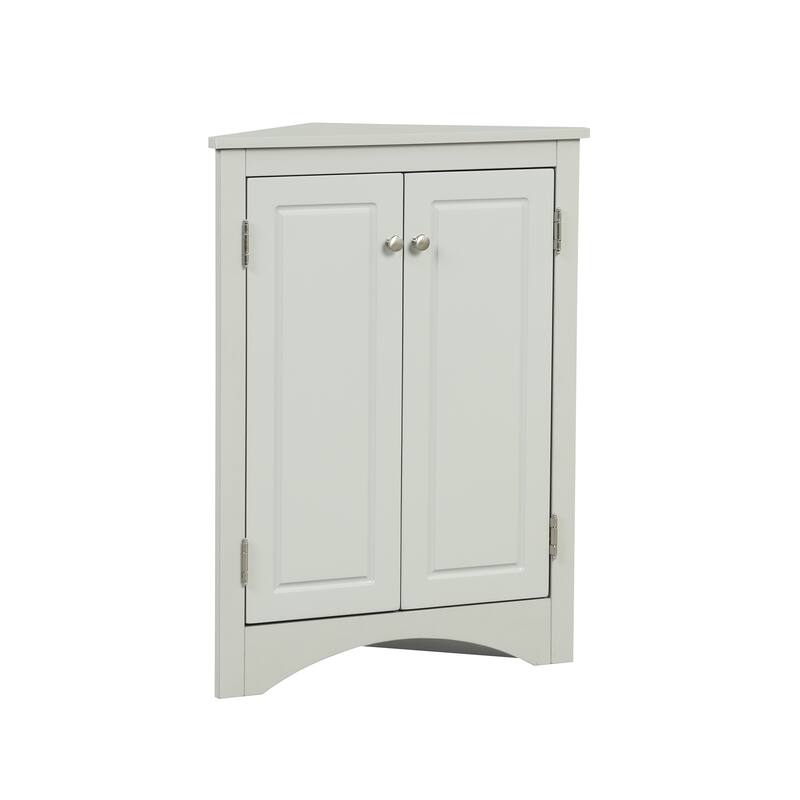 Modern Corner Storage Cabinet With Adjustable Shelves 2 Doors Triangle - Gray