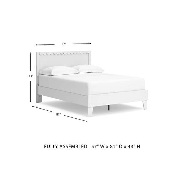 dimension image slide 0 of 2, Signature Design by Ashley Hallityn White Panel Headboard Platform Bed