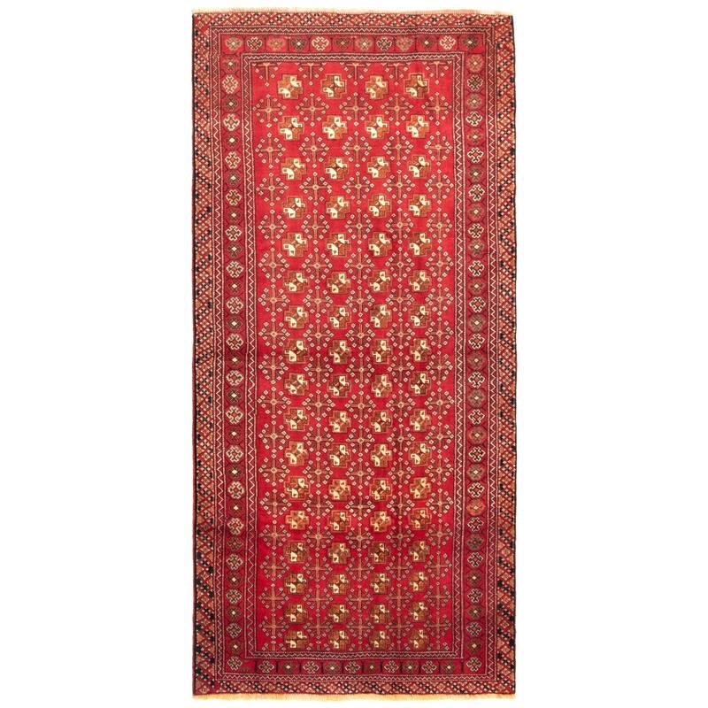 Hand-knotted Khal Mohammadi Red Wool Rug - 4'3" x 9'2" Runner/4'3 x 9'2